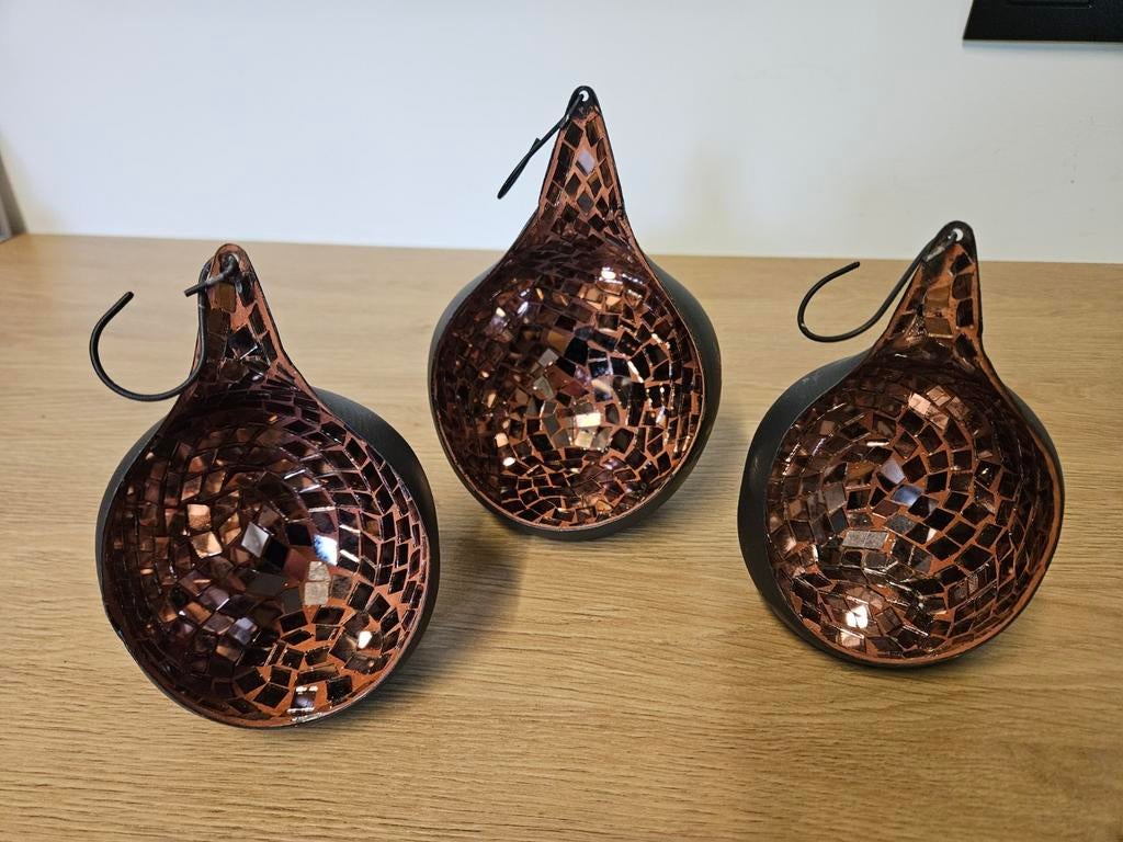Set van 3 theelichthouders, Ophalen of Verzenden, Zo goed als nieuw