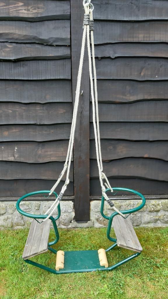 metalen schommelboot en luxe premium babyzittje groen, Enlèvement, Comme neuf, Balançoire