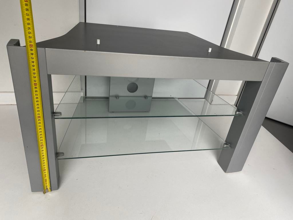 Televisiemeubel hout en glazen legplanken H50*B86cm, Ophalen, Zo goed als nieuw
