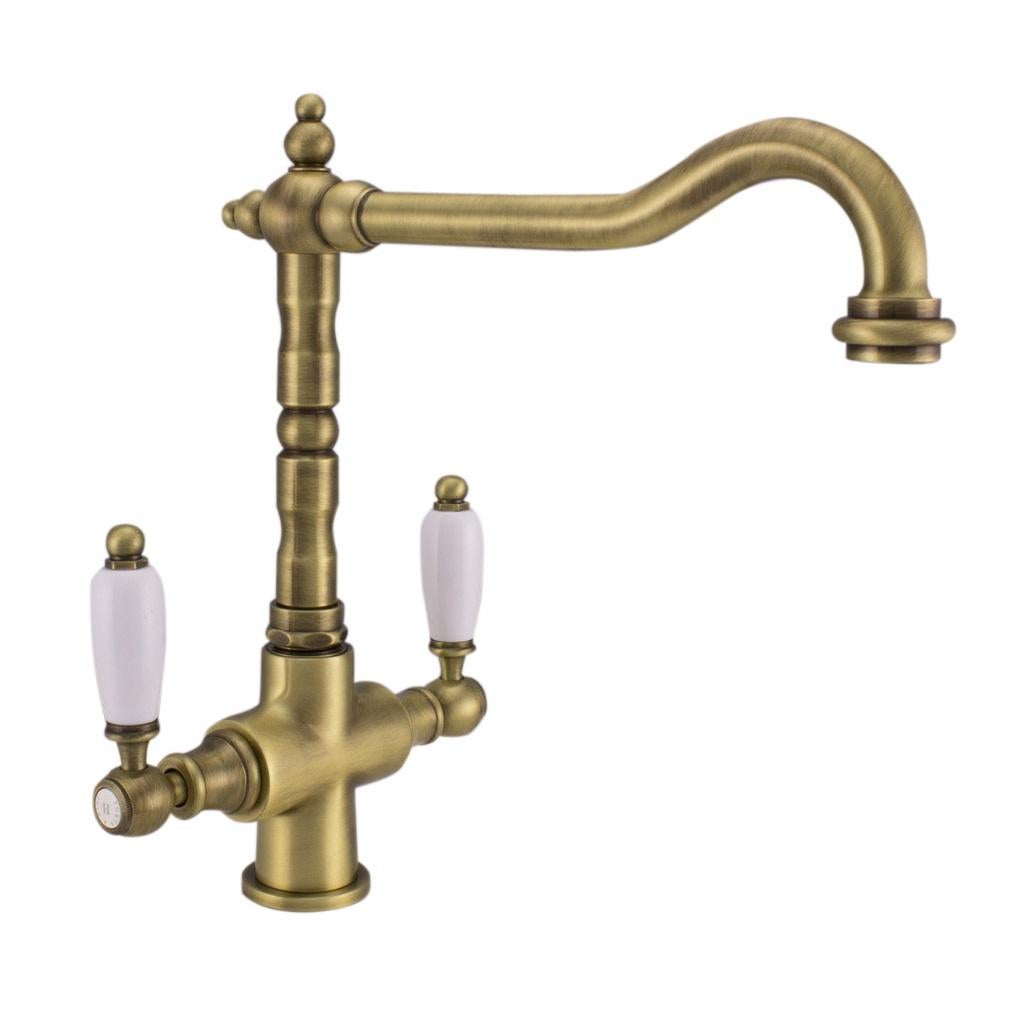 KRAAN oud brons witte hendels (kvr r10.1912.89), Enlèvement, Utilisé, Cuivre, Robinet