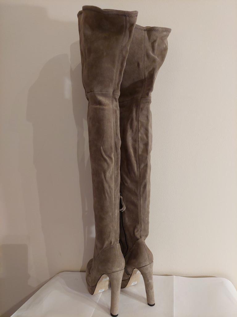 280C* MIU MIU sublieme taupe leren waadpakken (36,5), Kleding | Dames, Schoenen, Nieuw, Hoge laarzen, Overige kleuren, Verzenden