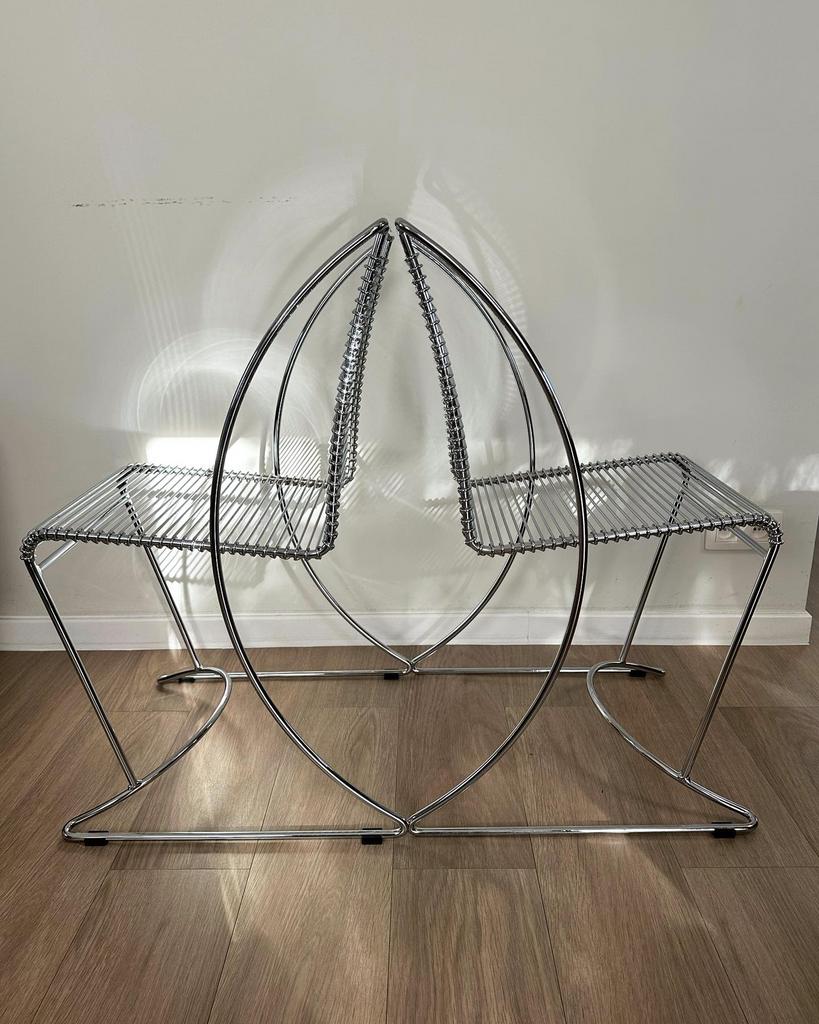 Paire de chaises chromées, designer Till Behrens, vintage, Autres couleurs, Deux, Utilisé, Métal