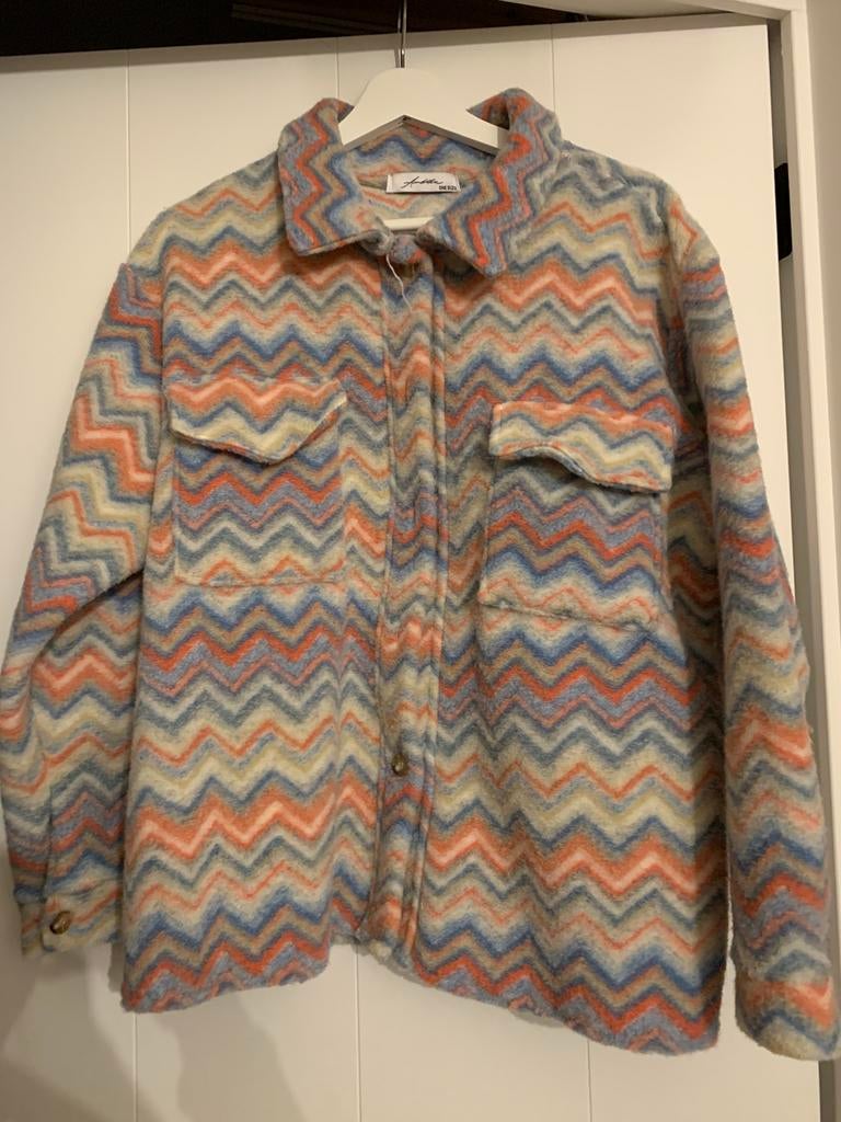 Blauw/oranje wollen vest one size, Kleding | Dames, Ophalen of Verzenden, Zo goed als nieuw, Blauw