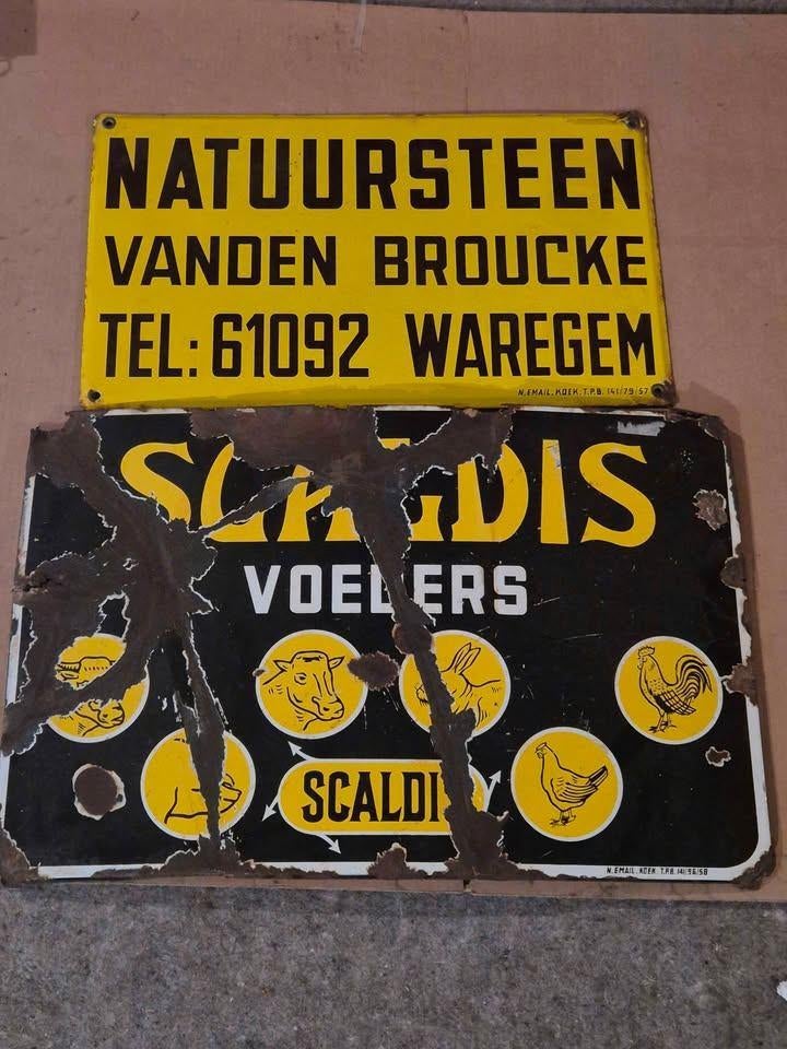 emaille borden Natuursteen Vanden Broucke 1957, Scaldis 1958, Collections, Envoi