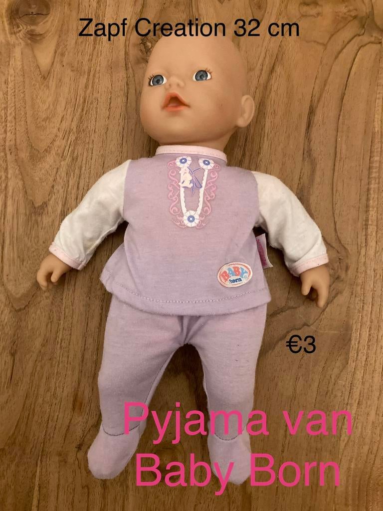 Babypop 32cm Zapf Creation met pyjama van Baby Born, Ophalen of Verzenden, Zo goed als nieuw, Babypop