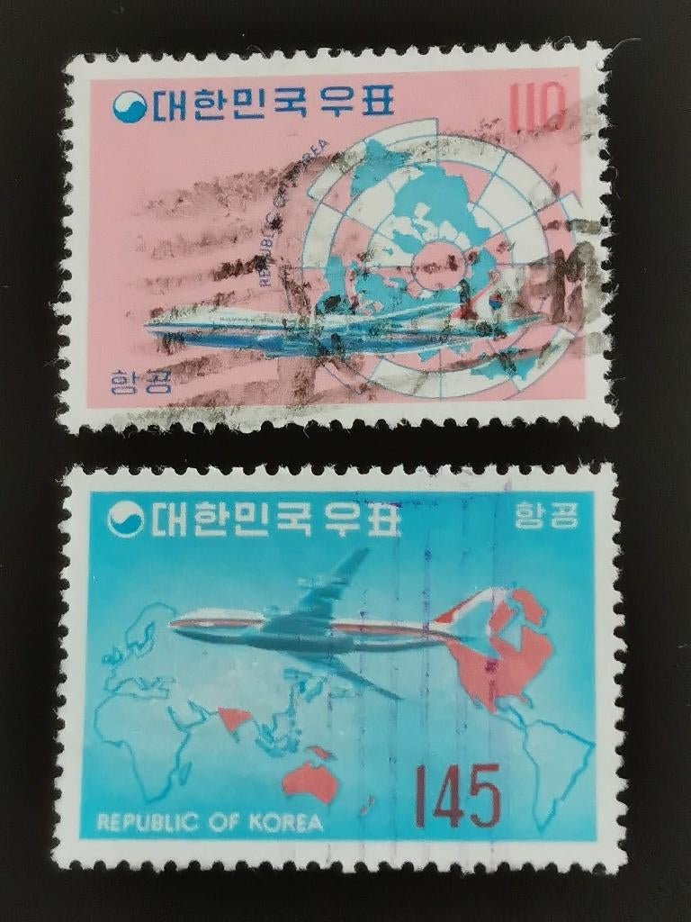 Corée du Sud 1973 - aviation, avion, carte, Boeing, Enlèvement ou Envoi, Affranchi, Asie orientale
