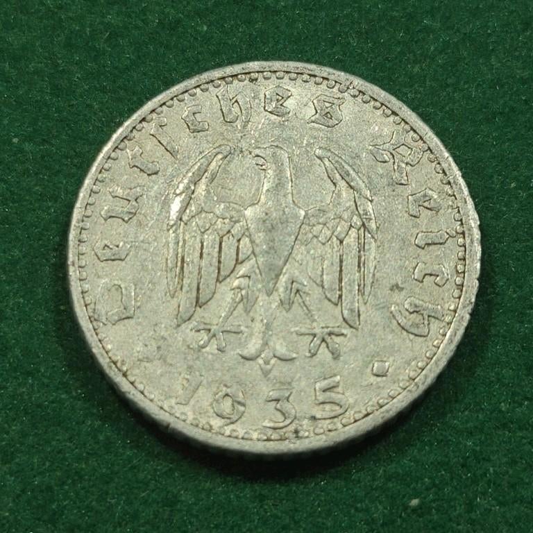 50 reichspfennig  1935 Muntteken "D" - Berlijn, Ophalen of Verzenden, Duitsland, Losse munt