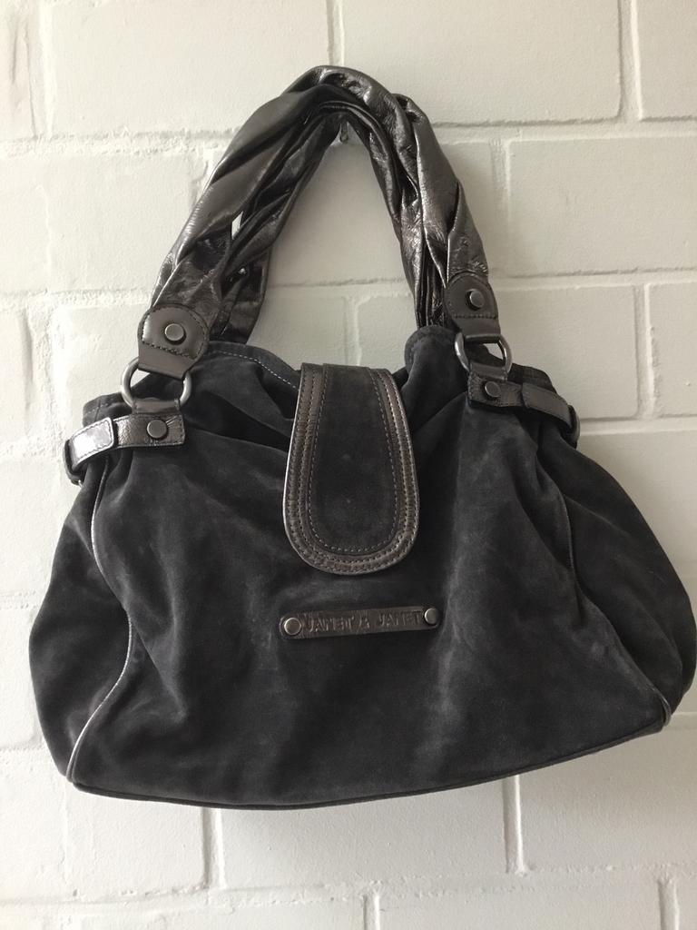 Vintage handtas JANET & JANET, Handtassen en Accessoires, Tassen | Damestassen, Ophalen of Verzenden, Zo goed als nieuw, Grijs