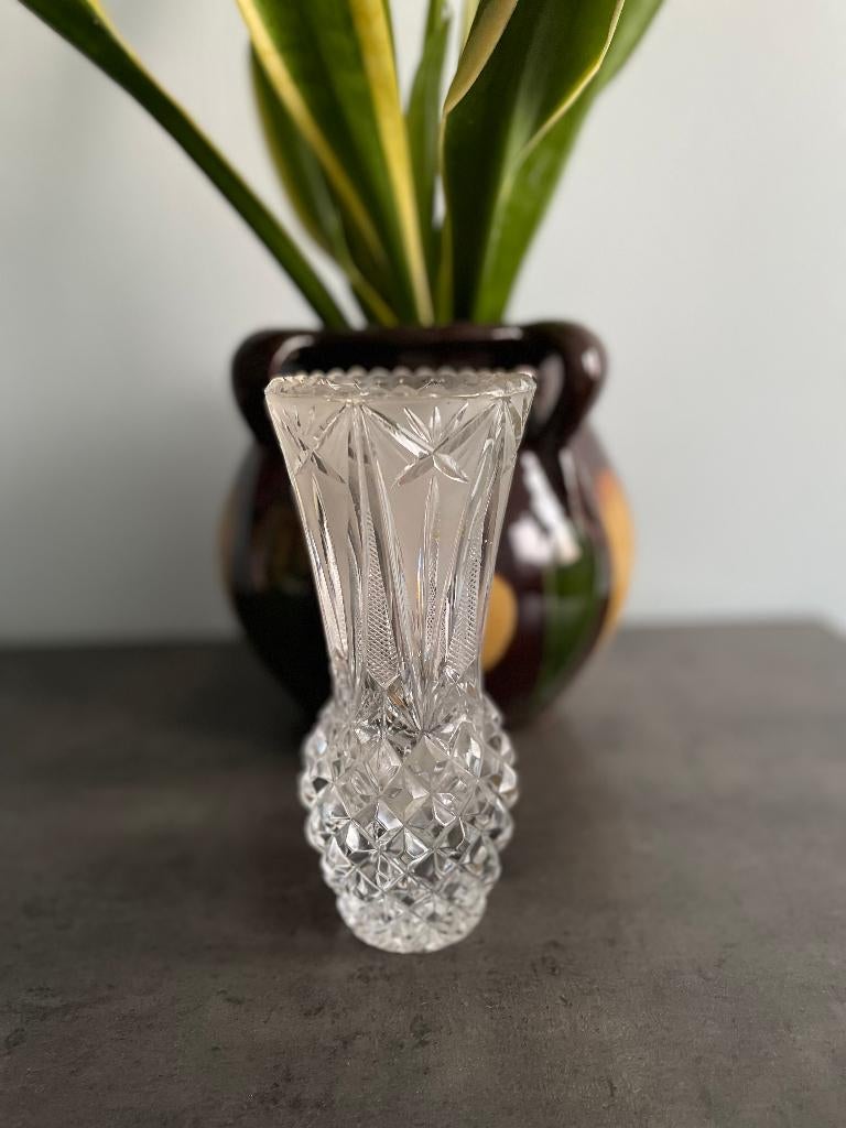 Vase à boutons vintage en cristal au plomb épais, Enlèvement