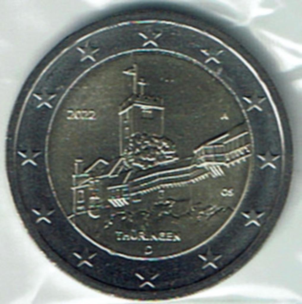 2 euro Allemagne 2022 Thuringe Wartburg Eisenach UNC, Envoi, Allemagne, 2 euros, Monnaie en vrac