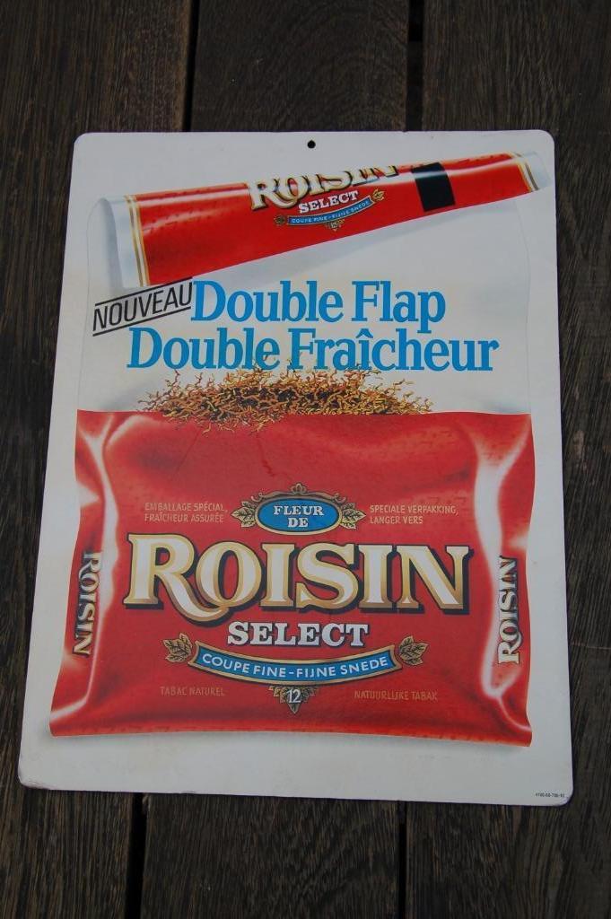 Kartonnen bordje Roisin select tabak, Verzamelen, Ophalen of Verzenden, Gebruikt, Overige typen