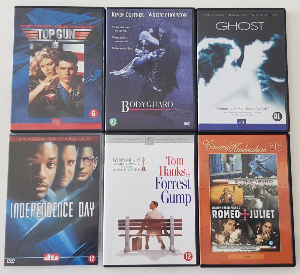 Lot dvd klassiekers : Bodyguard, Ghost, Top Gun, Forrest ..., Cd's en Dvd's, Alle leeftijden, Ophalen of Verzenden, Zo goed als nieuw