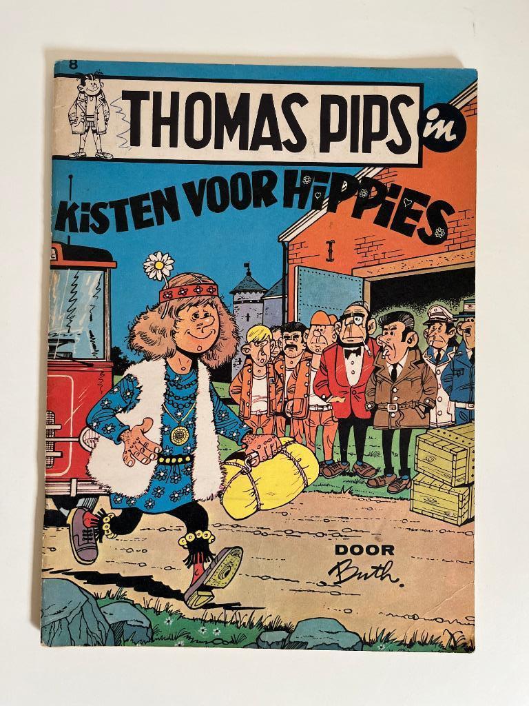Thomas Pips 8 - Kisten voor Hippies - 1e druk - 1968, Envoi, Buth