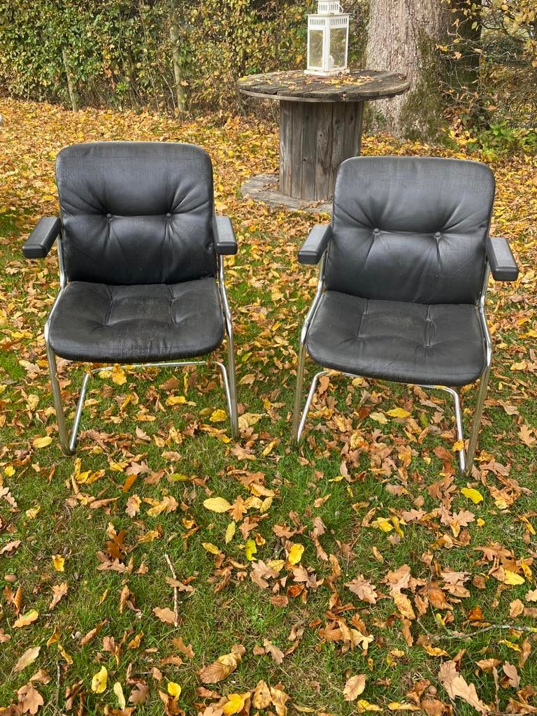 Fauteuil de bureau vintage STOLL GIROFLEX (made in suisse), Ophalen, Gebruikt, Zwart, Bureaustoel