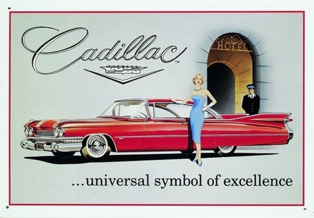 Assiette en fer blanc Cadillac, Collections, Enlèvement ou Envoi, Panneau publicitaire