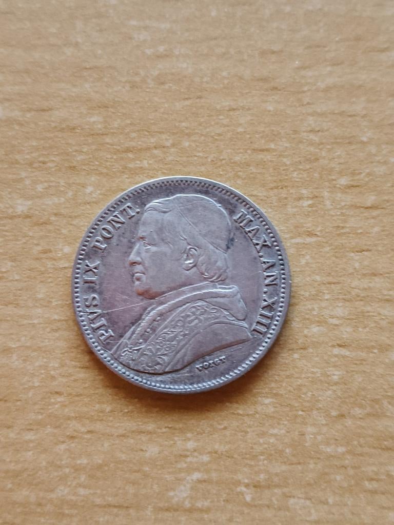 Munt Kerkelijke Staat 20 baiocchi 1858, Verzenden, Overige landen, Losse munt, Zilver