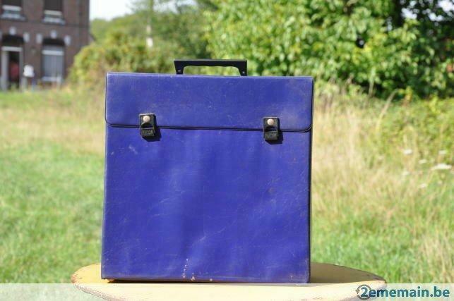 valisette  pour vinyle 33 tours  bleu vintage, Enlèvement ou Envoi, Utilisé