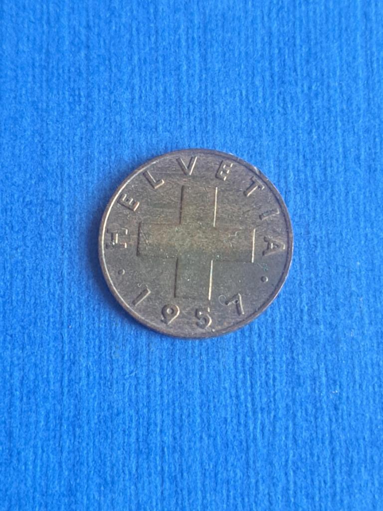 1957 : Suisse 1 centime en bronze, Envoi, Autres pays, Monnaie en vrac