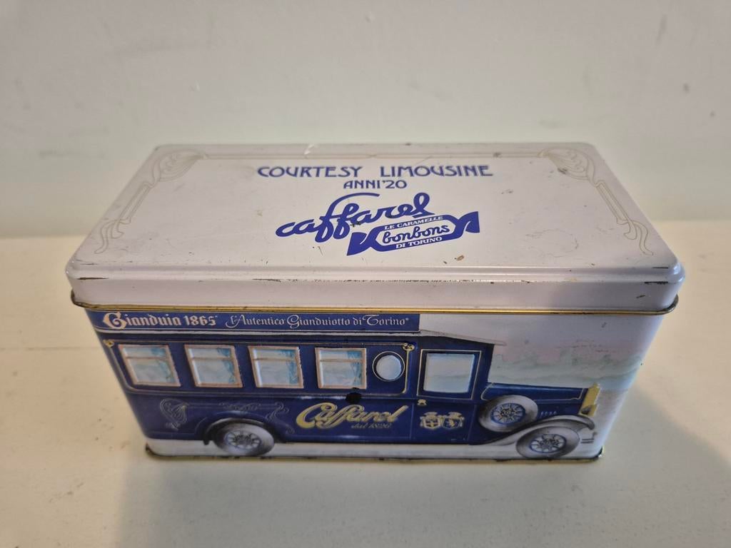 Ancienne boite metal de bonbon, chocolat Caffare collectionl, Collections, Boîte en métal, Utilisé, Enlèvement ou Envoi