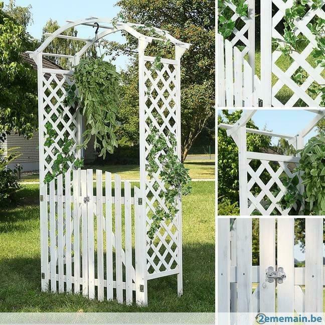 Arche de jardin en bois avec portillon arche en bois BLANC, Jardin & Terrasse, Jardin & Terrasse Autre, Neuf, Envoi