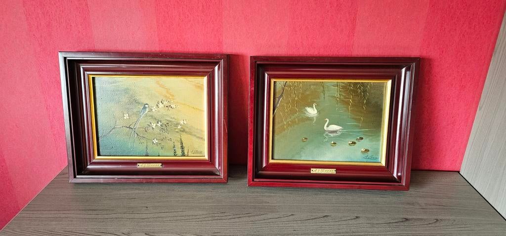 Twee schilderijen ., Antiek en Kunst, Ophalen of Verzenden
