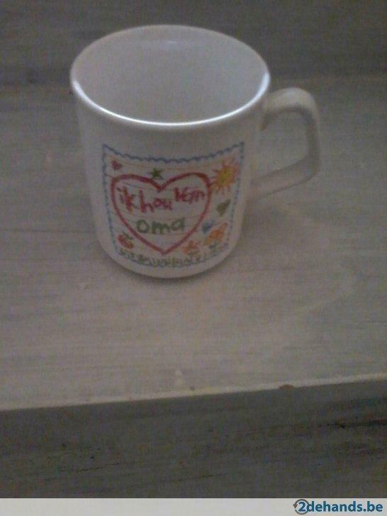 mok - tas met opschrift "ik hou van oma", Nieuw, Kop(pen) en/of Schotel(s)