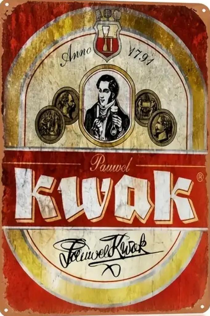Metalen reclamebord Kwak Bosteels - retro vintage mancave, Verzamelen, Ophalen of Verzenden, Zo goed als nieuw, Reclamebord
