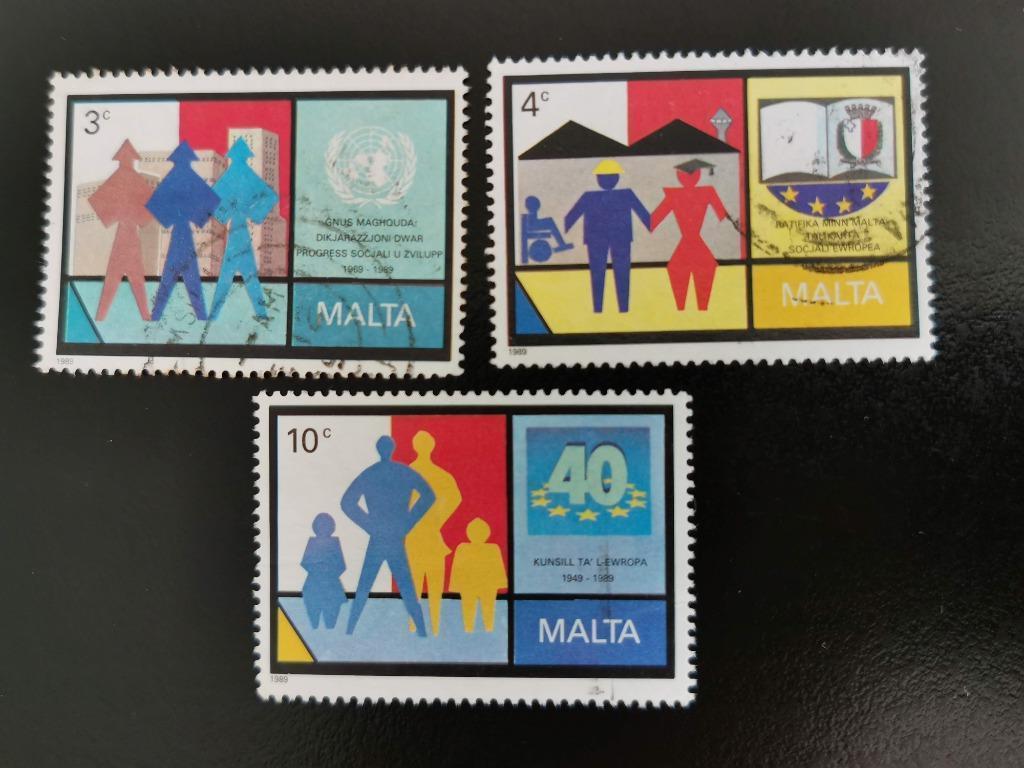 Malta 1989 - Verenigde Naties, Raad van Europa, Ophalen of Verzenden, Malta, Gestempeld