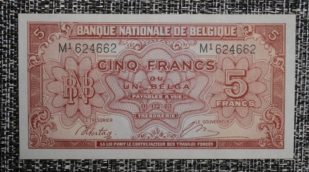 Bankbiljet 5 frank België 01.02.43 UNC, Postzegels en Munten, Ophalen of Verzenden, Setje