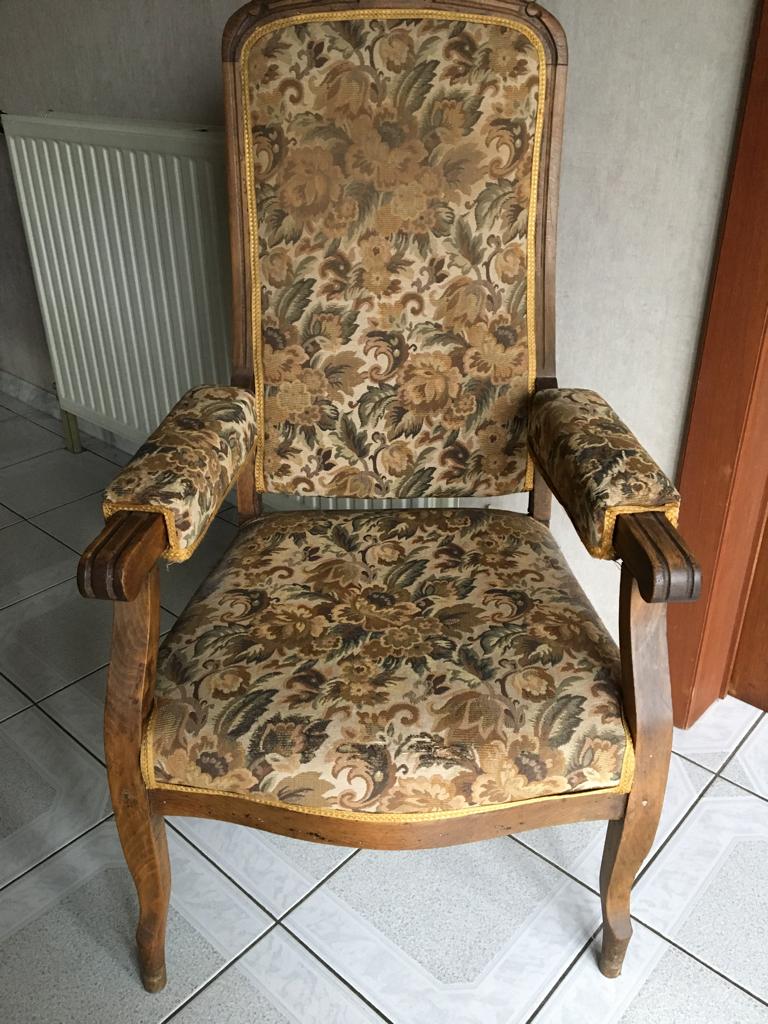 Antieke zetel met verstelbare rug., Huis en Inrichting, Ophalen, Gebruikt, Hout