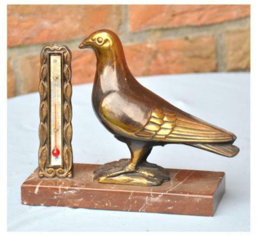 §  pigeon thermometre bronze art déco r scali, Enlèvement ou Envoi, Bronze