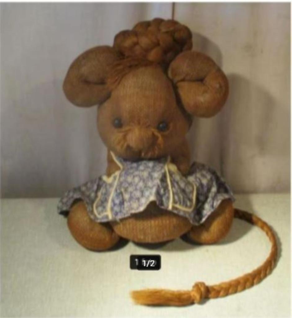 Belle grande poupée souris décorative en toile de jute 35 cm, Enlèvement ou Envoi, Comme neuf, Poupée