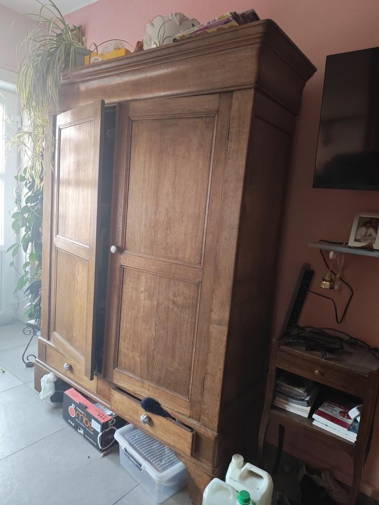 Ancienne penderie avec 2 tiroirs bas, Antiquités & Art, Antiquités | Meubles | Armoires, Enlèvement