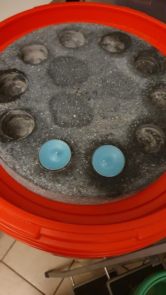 Blauwe stenen houder voor kaarsen, Blauw
