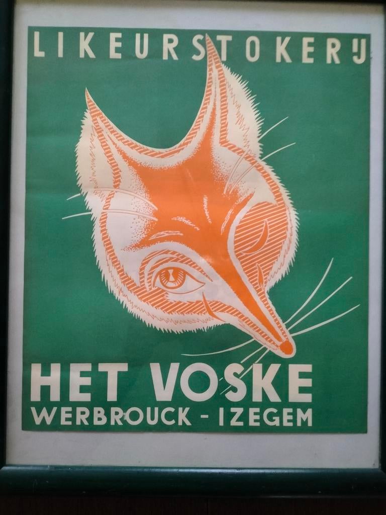 Oude zeldzame affiche van  'het voske' Werbrouck Izegem, Verzamelen, Merken en Reclamevoorwerpen, Ophalen of Verzenden
