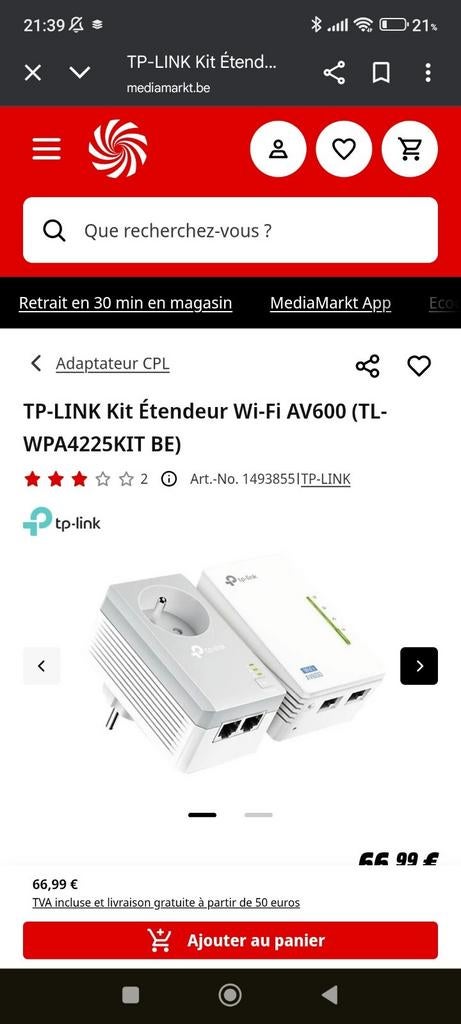 Amplificateur wifi avec prises performant, Informatique & Logiciels, Enlèvement, Comme neuf