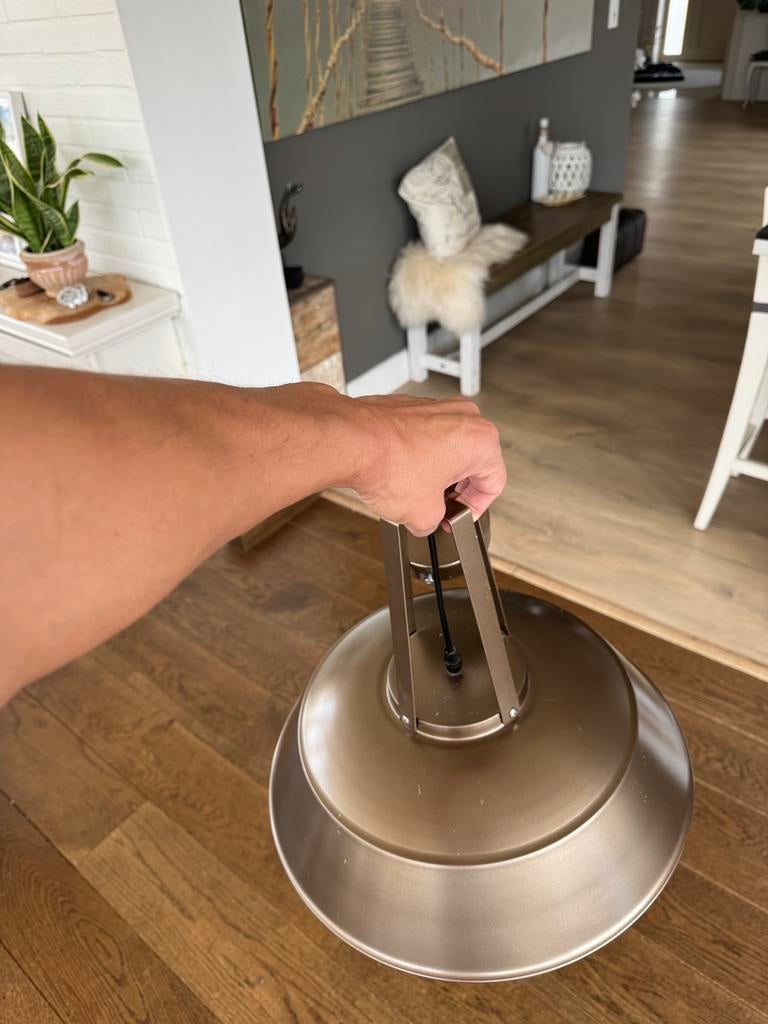 Industriële bruine hanglamp, in goede staat., Ophalen, Zo goed als nieuw, Metaal, Industrieel