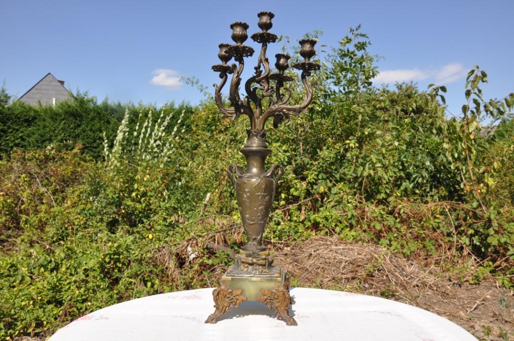 §(d)  candelabre en bronze et onyx 5 branches, Enlèvement ou Envoi, Cuivre ou Bronze