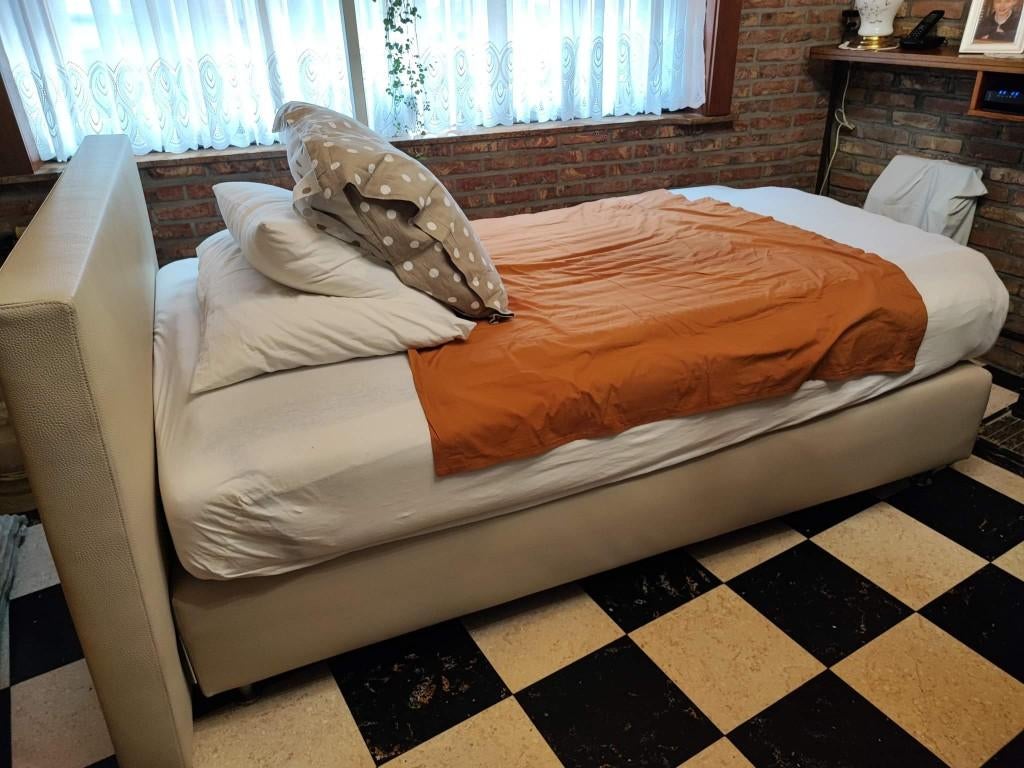 cadre de lit Boxspring, Maison & Meubles, Enlèvement ou Envoi, Beige, Utilisé, 120 cm