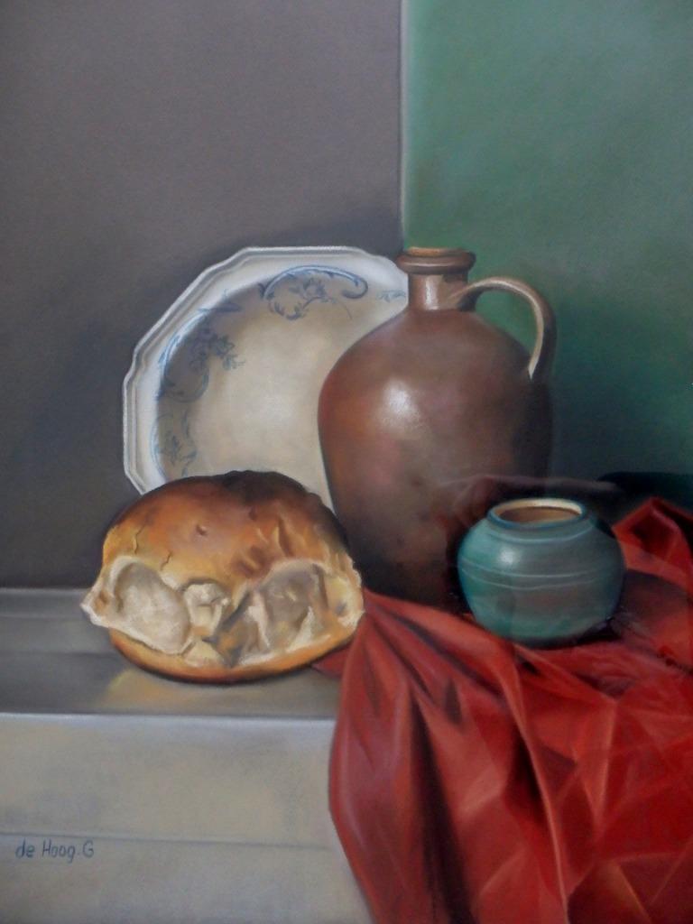 Guido De Hoog (geb. 1954) - gevarieerd stilleven op tafel, Antiek en Kunst, Ophalen of Verzenden