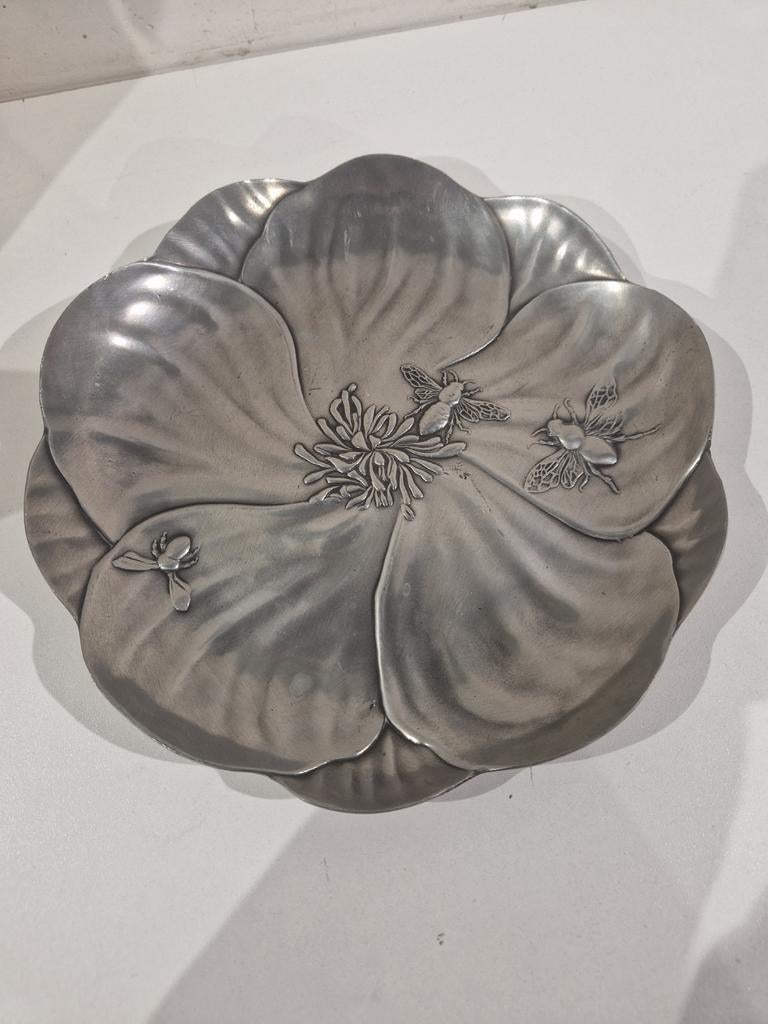 Art nouveau tin schaal design Haesen Neyens naar Kayserzinn, Antiek en Kunst, Ophalen of Verzenden