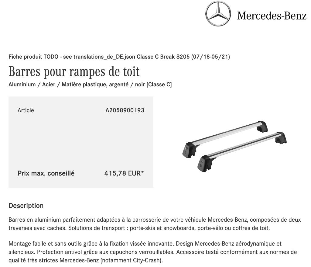 Porte bagages Mercedes class C S205, Ophalen, Gebruikt
