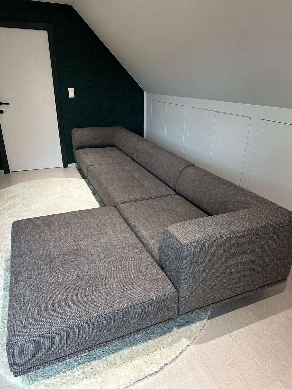 Ruime modulaire hoekzetel met voetenbank – zeer goede staat, Ophalen, Zo goed als nieuw, Stof