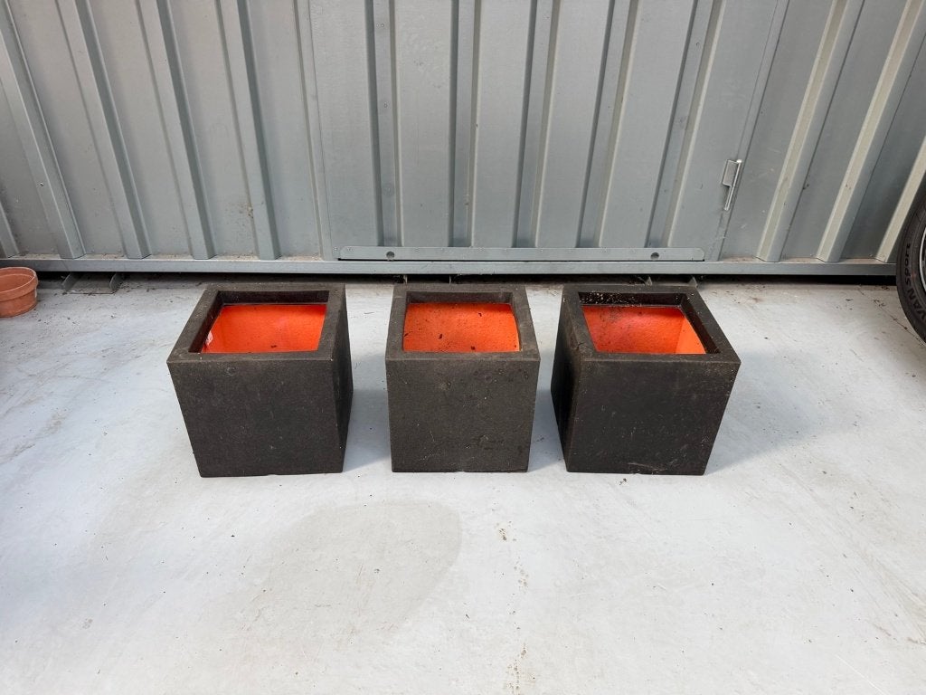 Set van 3 stijlvolle vierkante plantenbakken, Ophalen, Kunststof, Gebruikt, Vierkant