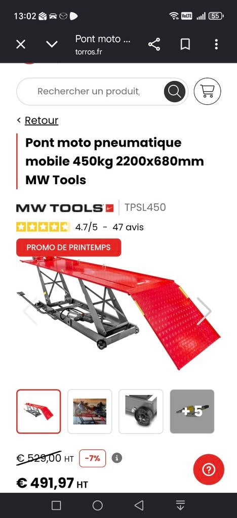 Pont 450 kg pour moto, état strictement neuf, Enlèvement