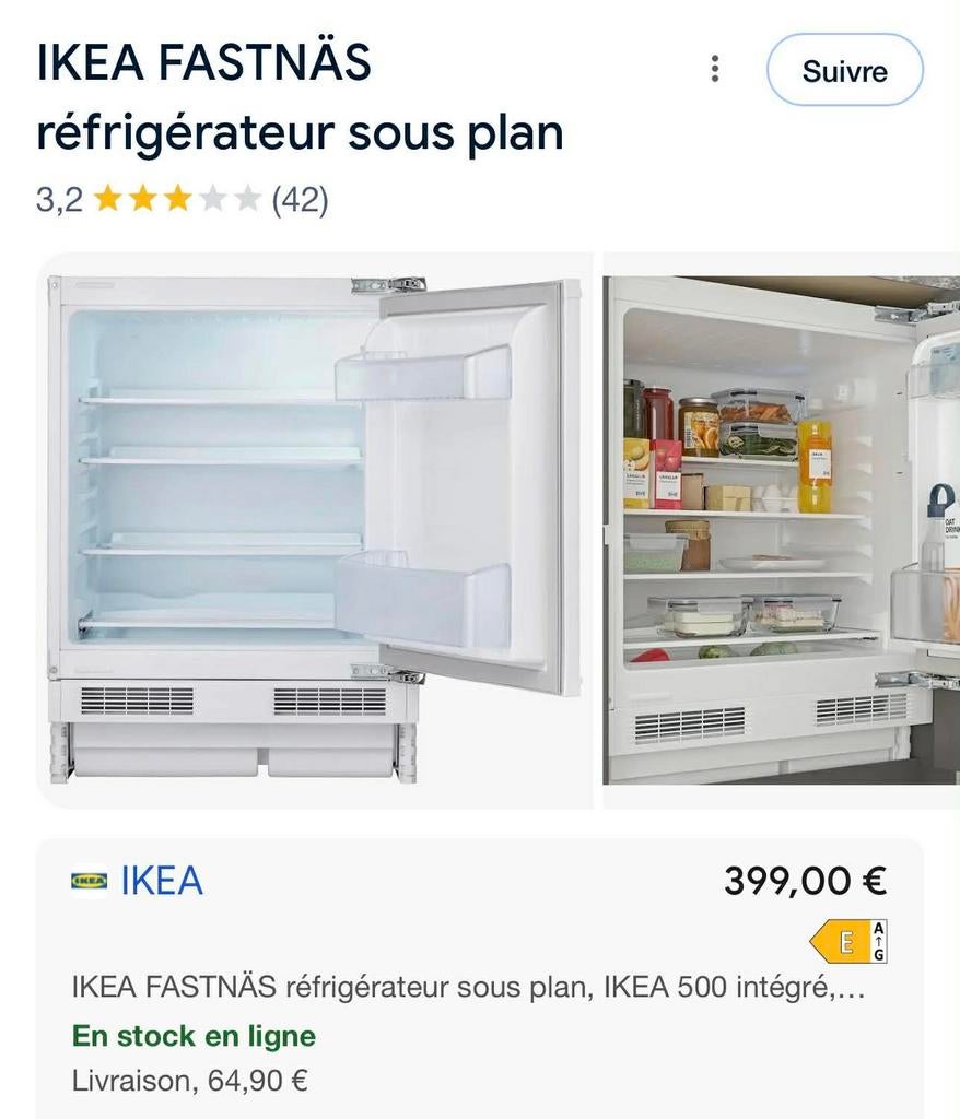 Frigo neuf encastrable, Electroménager, Réfrigérateurs & Frigos, Enlèvement