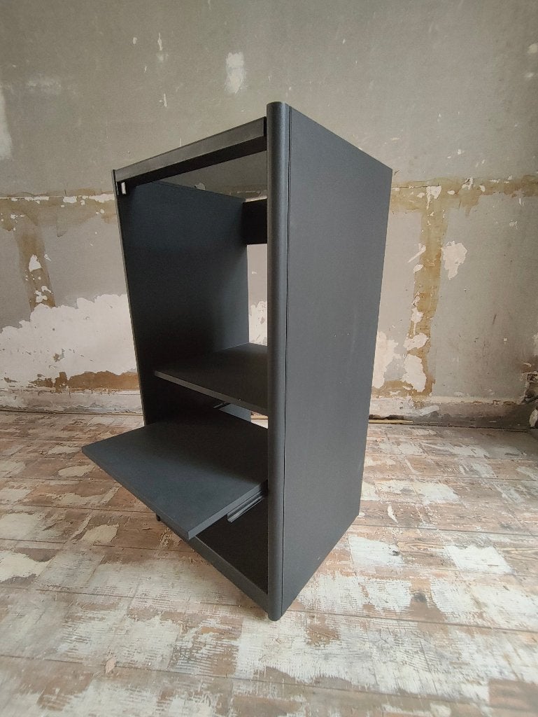 Vintage Sharp hifi-meubel met uitschuifbare lade - Zwart, Enlèvement, Utilisé