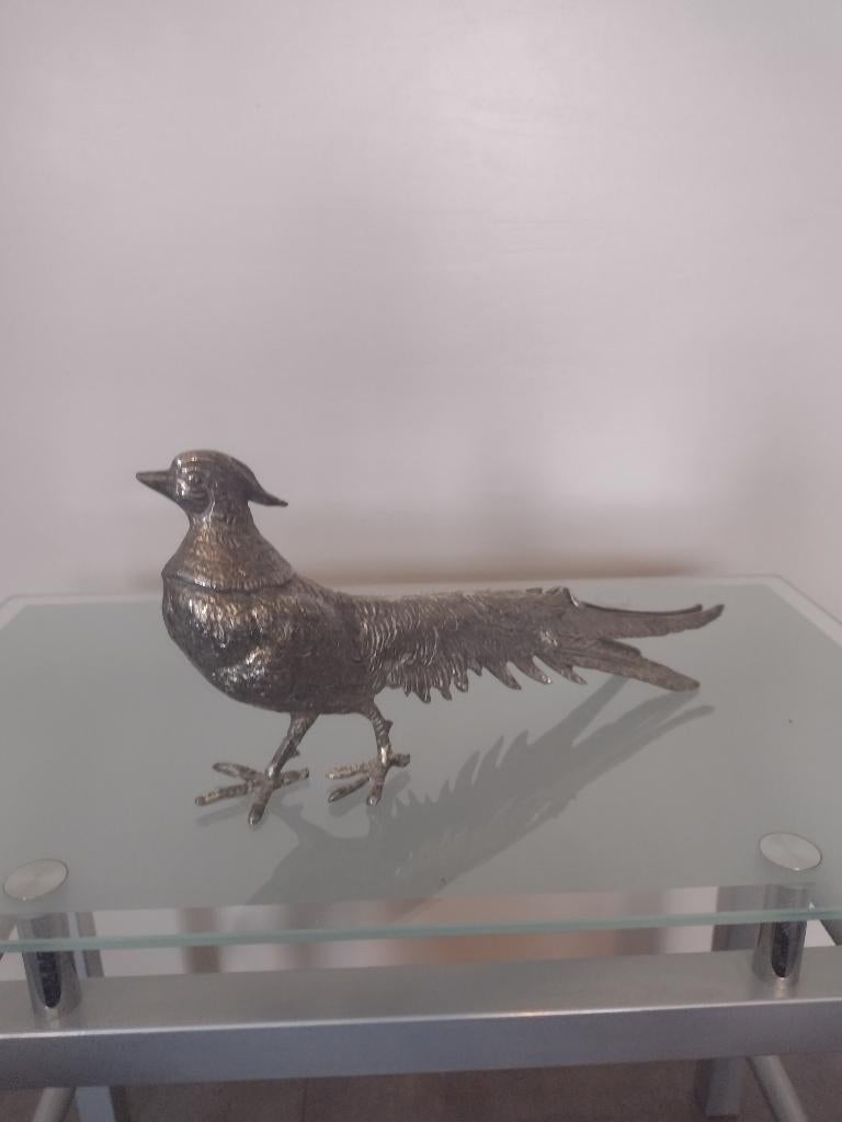 figurine de faisan en métal argenté, Enlèvement, Argent