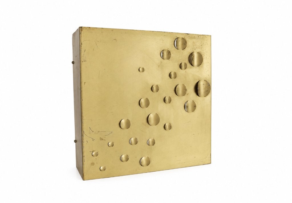 GOUDKLEURIGE STERREREGEN WANDLAMP VAN E.J. JELLES RAAK 1960S, Enlèvement ou Envoi, Utilisé, Métal, Applique murale