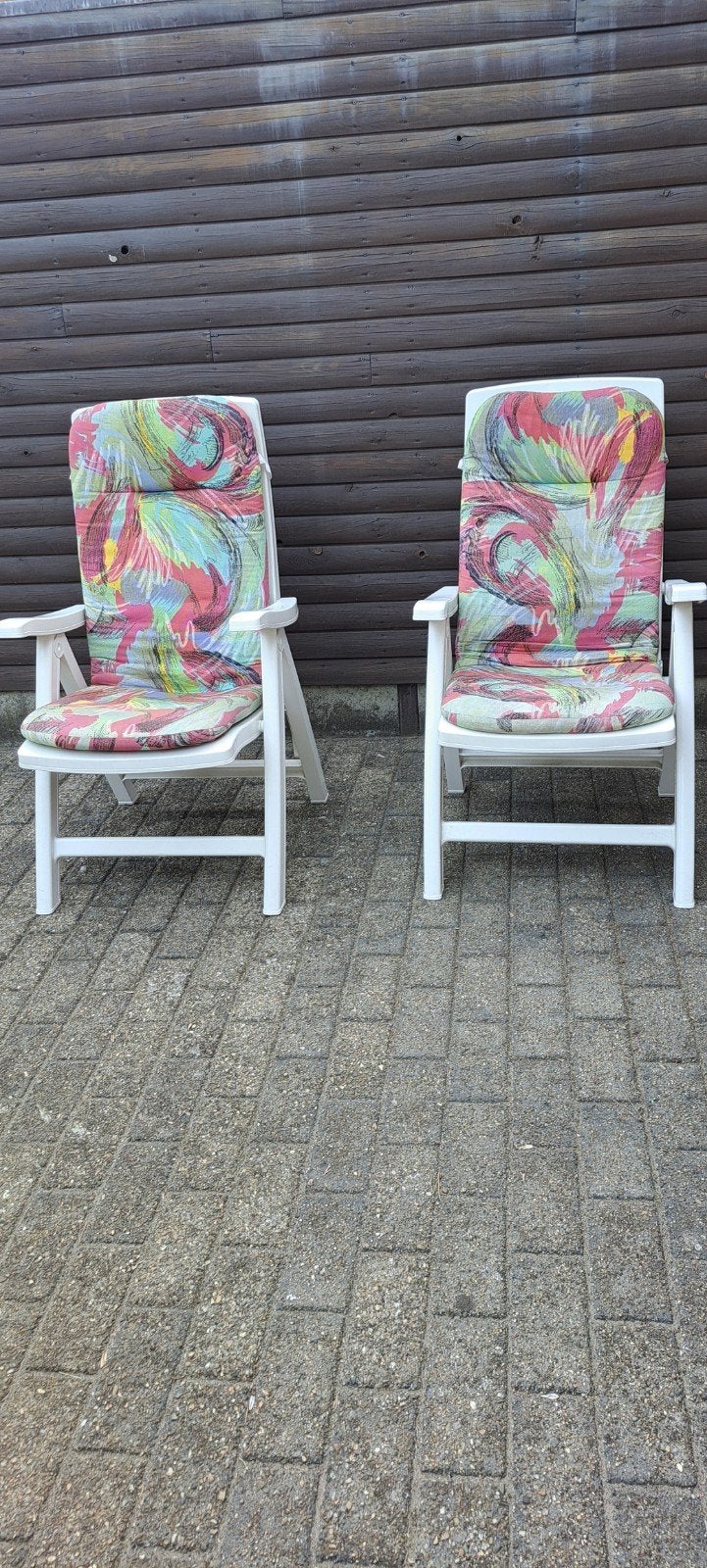 2 Verstelbare Tuinstoelen perfecte staat met kussens, Tuin en Terras, Ophalen
